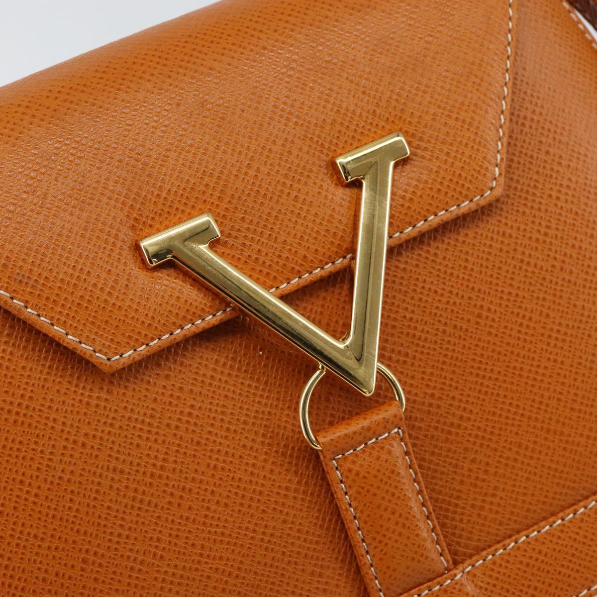 VALENTINO Shoulder Bag Leather Brown Gold Auth 149643