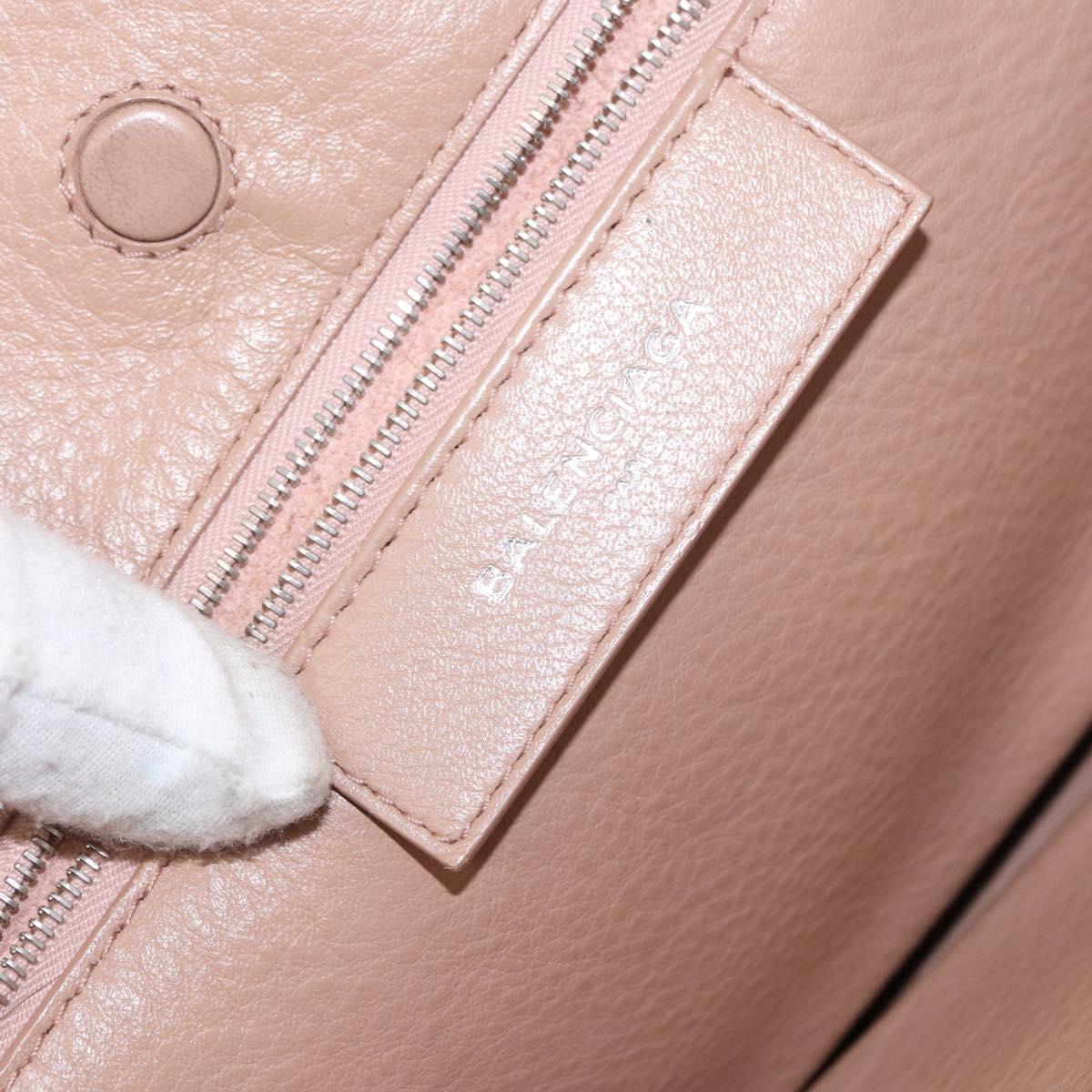 BALENCIAGA The Paper A6 Hand Bag Leather 2way Beige Silver 370926 Auth 149646