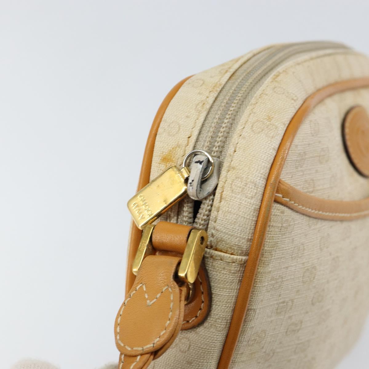 GUCCI Micro GG Supreme Shoulder Bag PVC White Gold 007 113 1943 Auth 149650