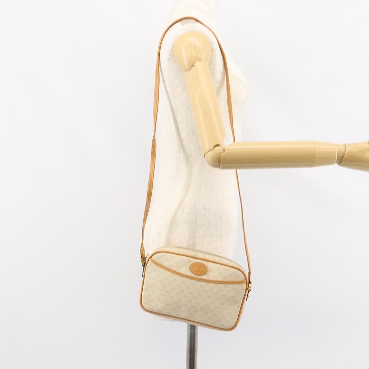 GUCCI Micro GG Supreme Shoulder Bag PVC White Gold 007 113 1943 Auth 149650