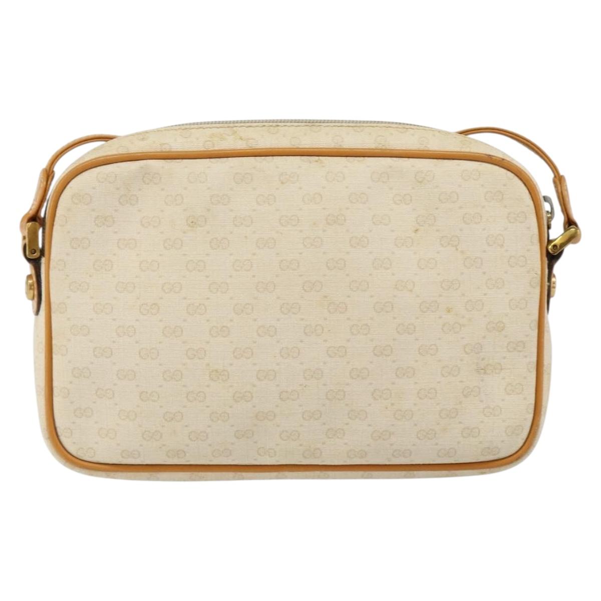 GUCCI Micro GG Supreme Shoulder Bag PVC White Gold 007 113 1943 Auth 149650
