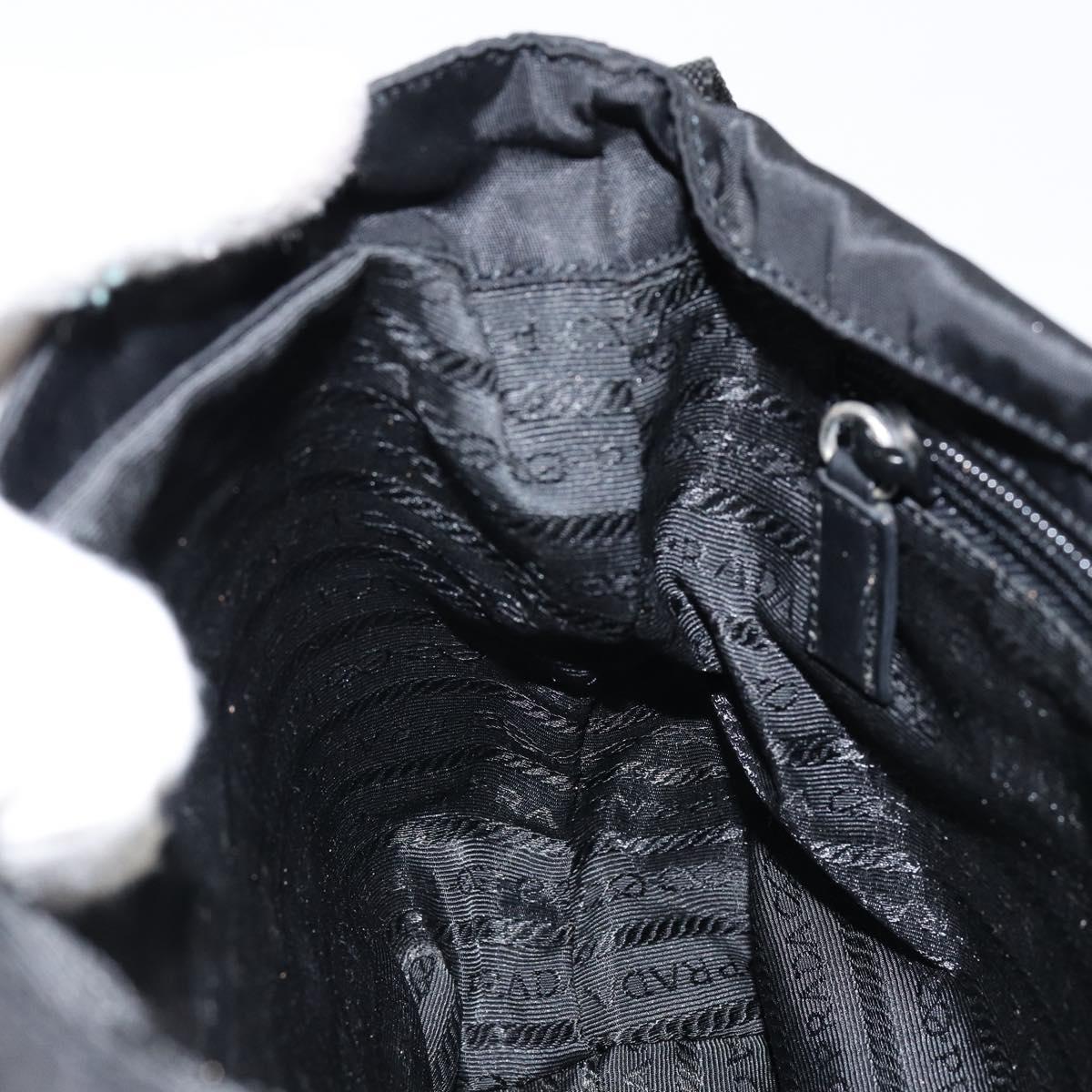 PRADA Shoulder Bag Nylon Black Silver Auth 149653