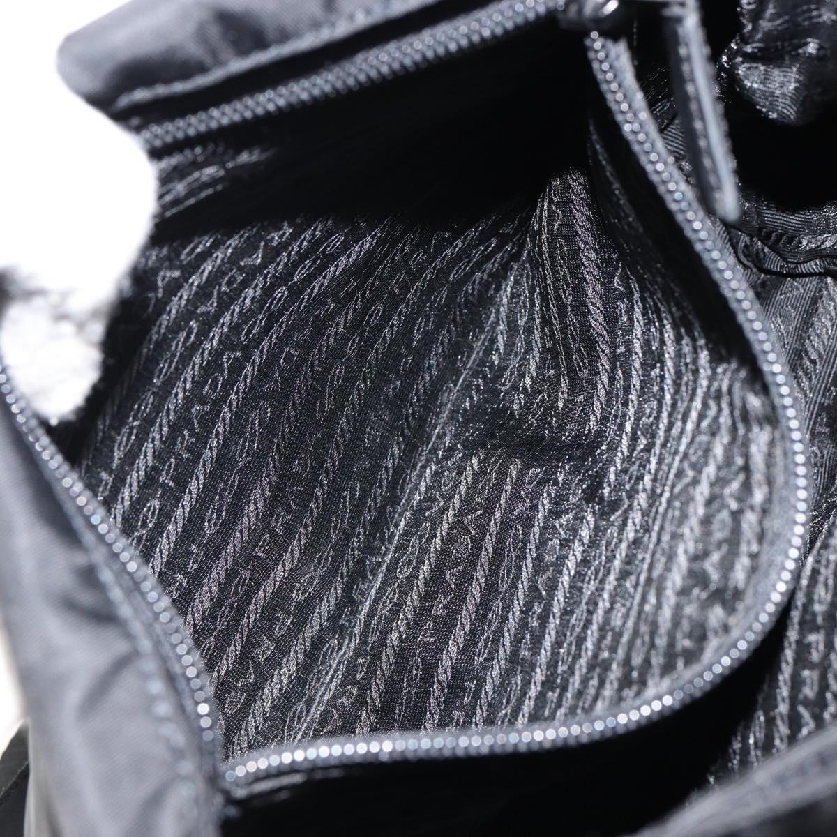 PRADA Shoulder Bag Nylon Black Silver Auth 149653