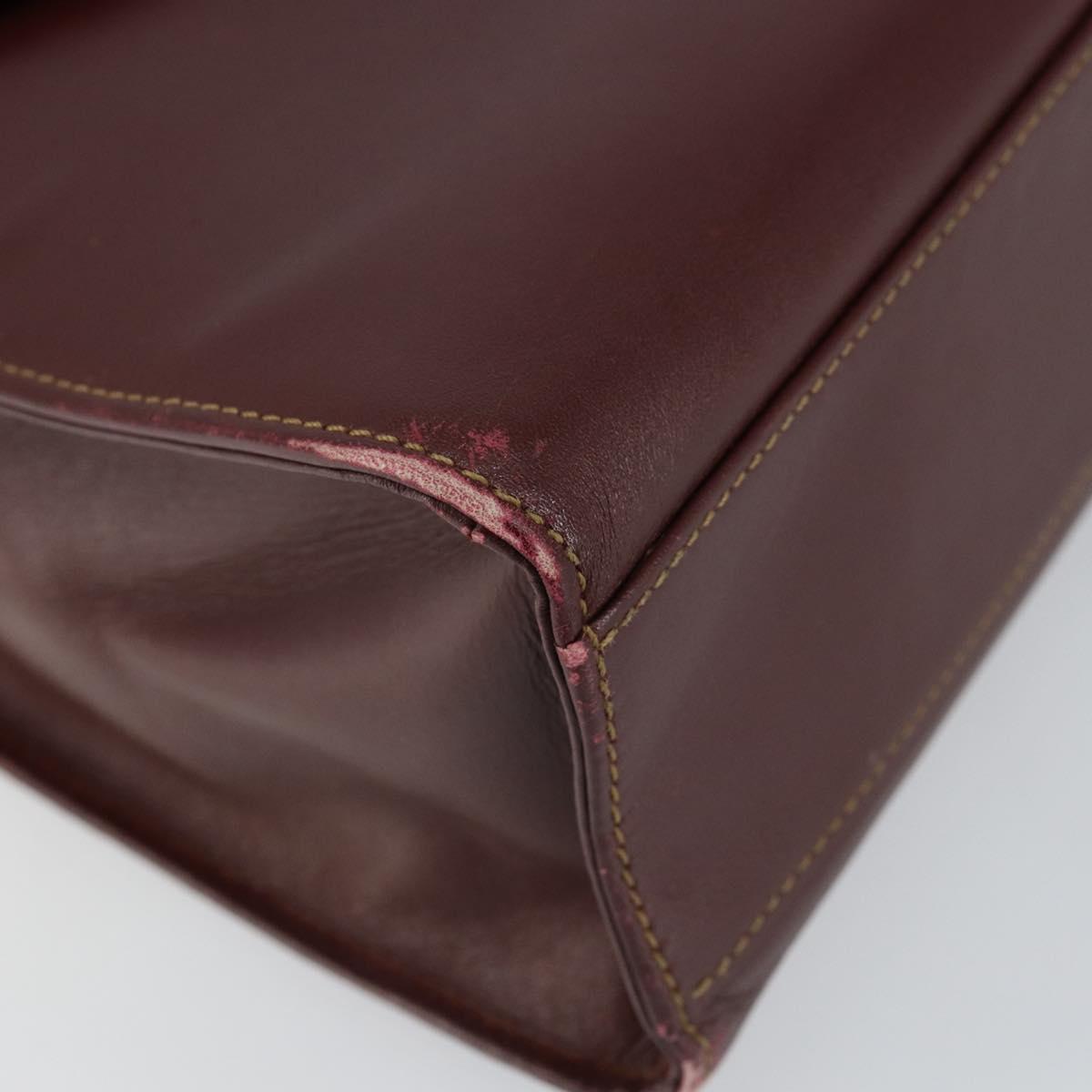 CARTIER Must Line Hand Bag Leather Bordeaux Gold Auth 149664