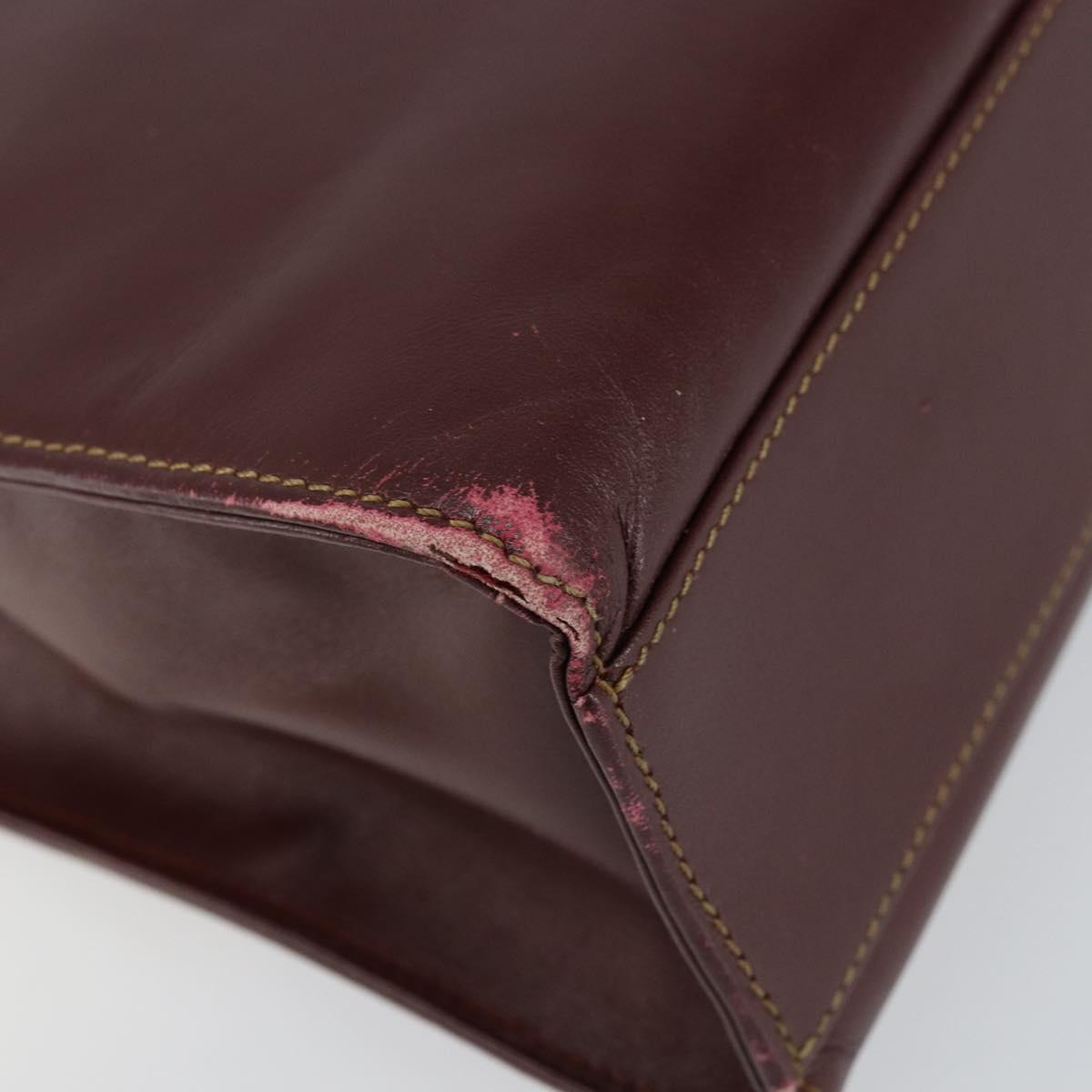CARTIER Must Line Hand Bag Leather Bordeaux Gold Auth 149664