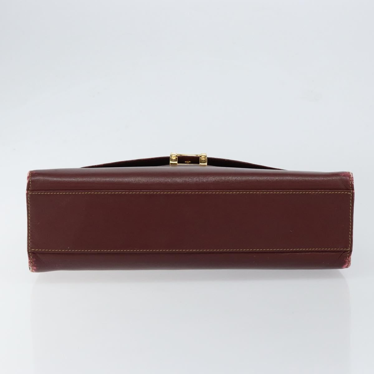 CARTIER Must Line Hand Bag Leather Bordeaux Gold Auth 149664