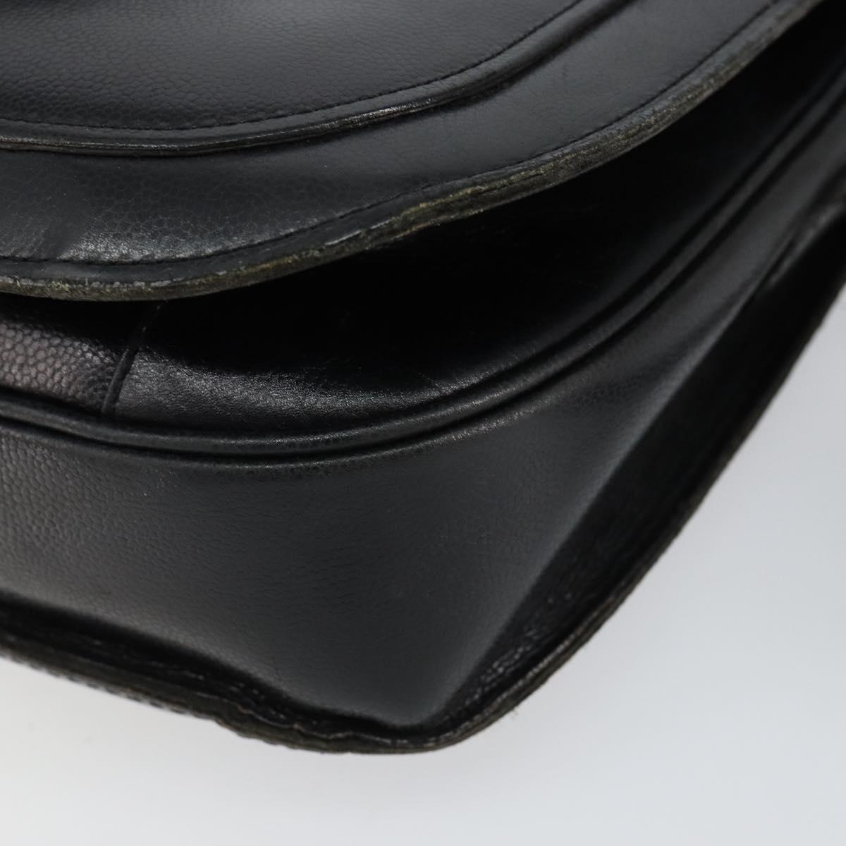 SAINT LAURENT Shoulder Bag Leather Black Gold Auth 149666