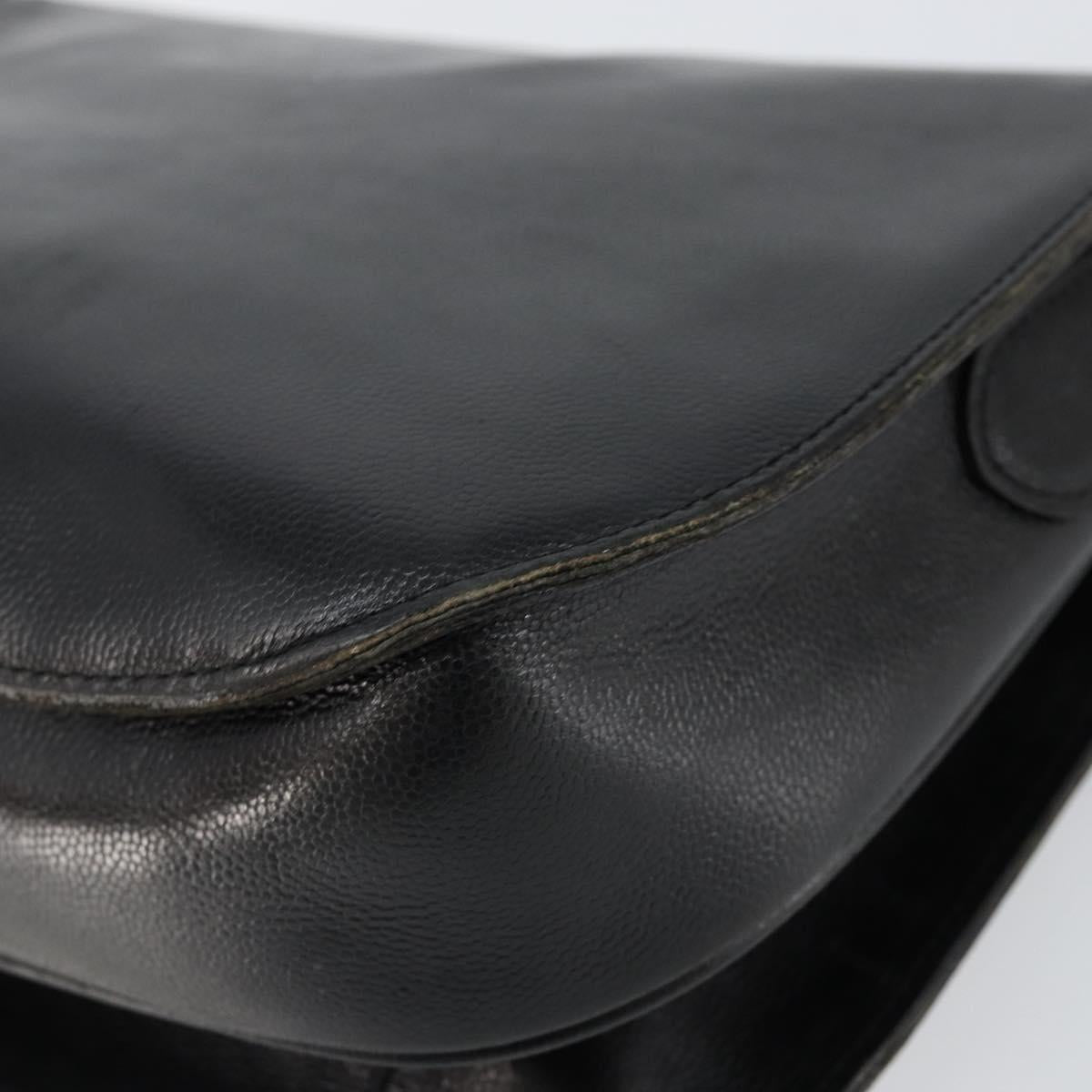 SAINT LAURENT Shoulder Bag Leather Black Gold Auth 149666