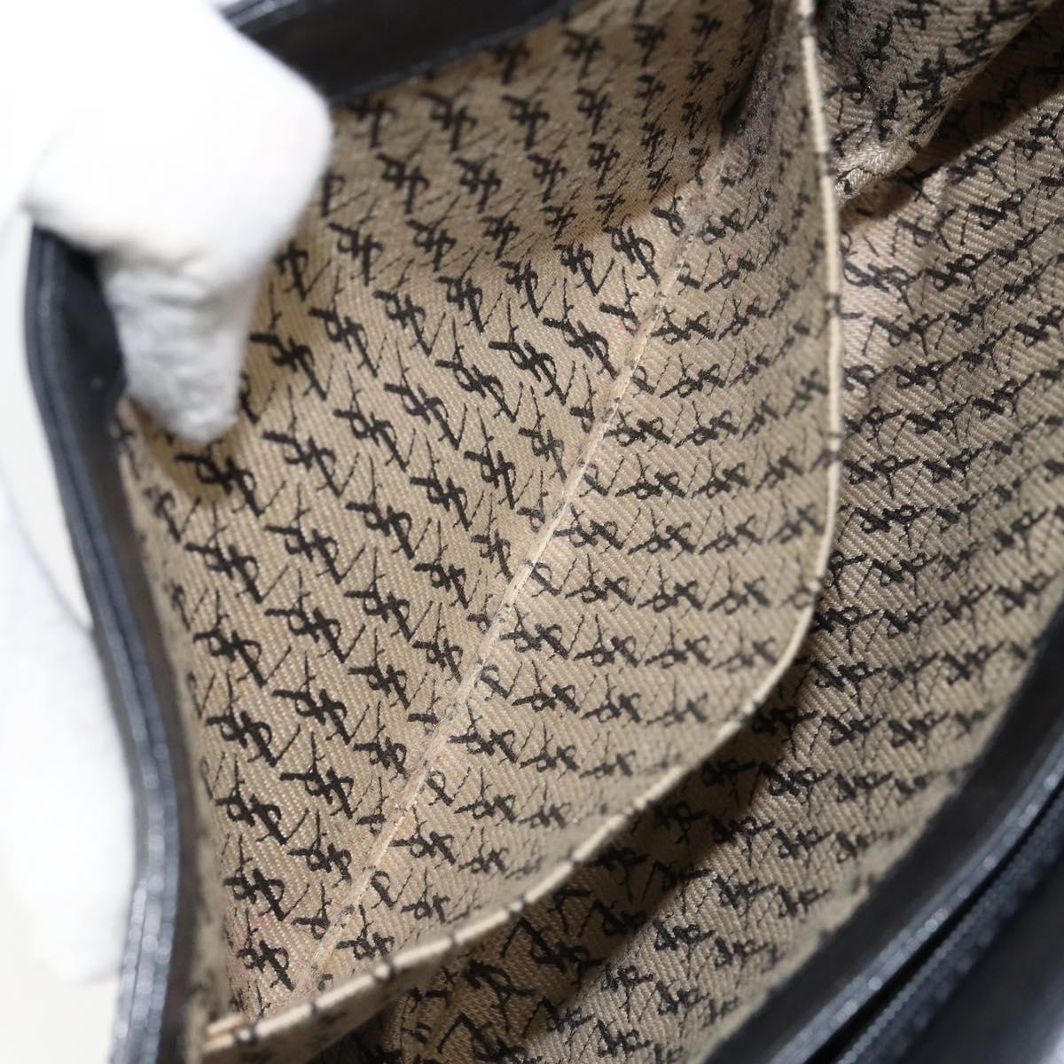 SAINT LAURENT Shoulder Bag Leather Black Gold Auth 149666