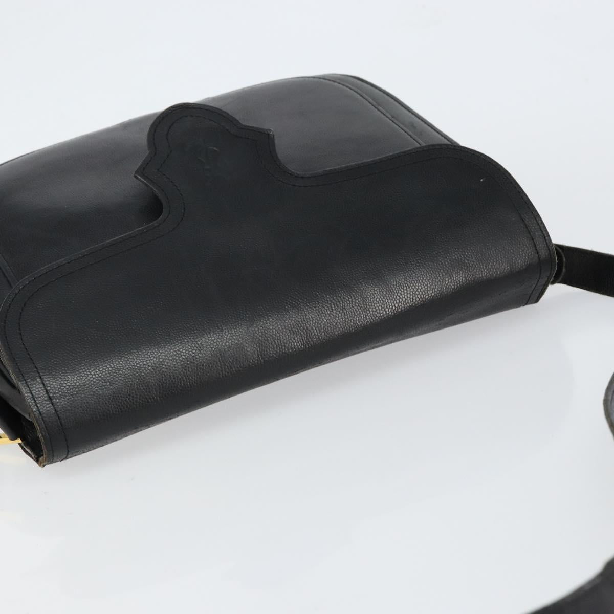 SAINT LAURENT Shoulder Bag Leather Black Gold Auth 149666