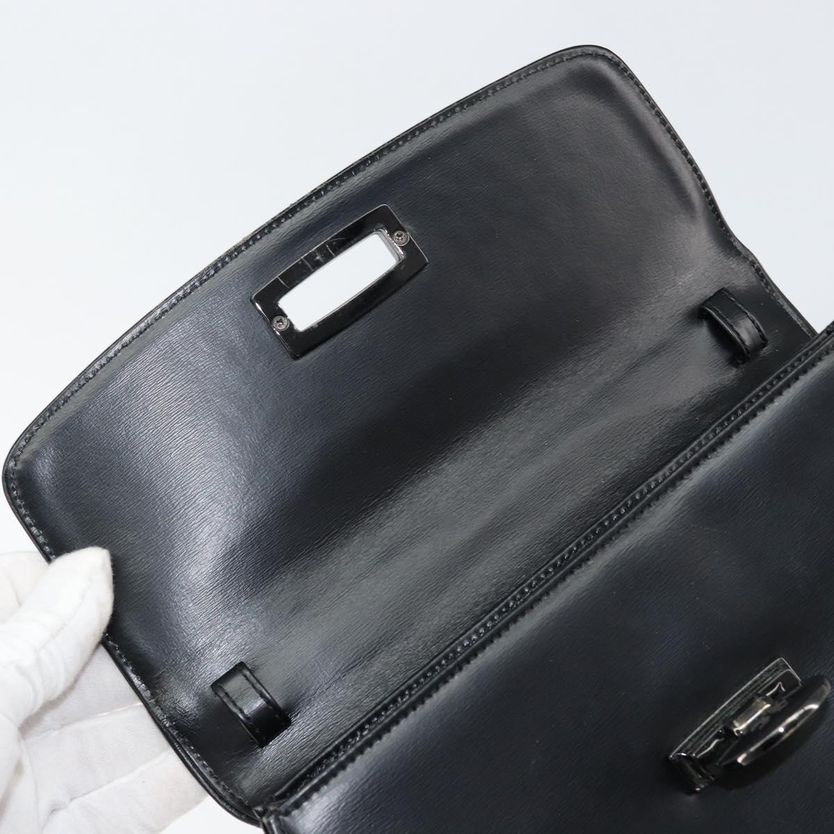 GIVENCHY Hand Bag Leather Black Gold Auth 149668