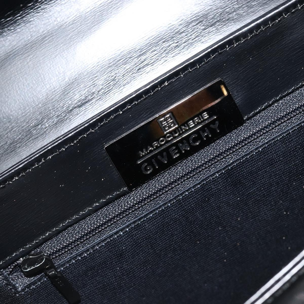 GIVENCHY Hand Bag Leather Black Gold Auth 149668