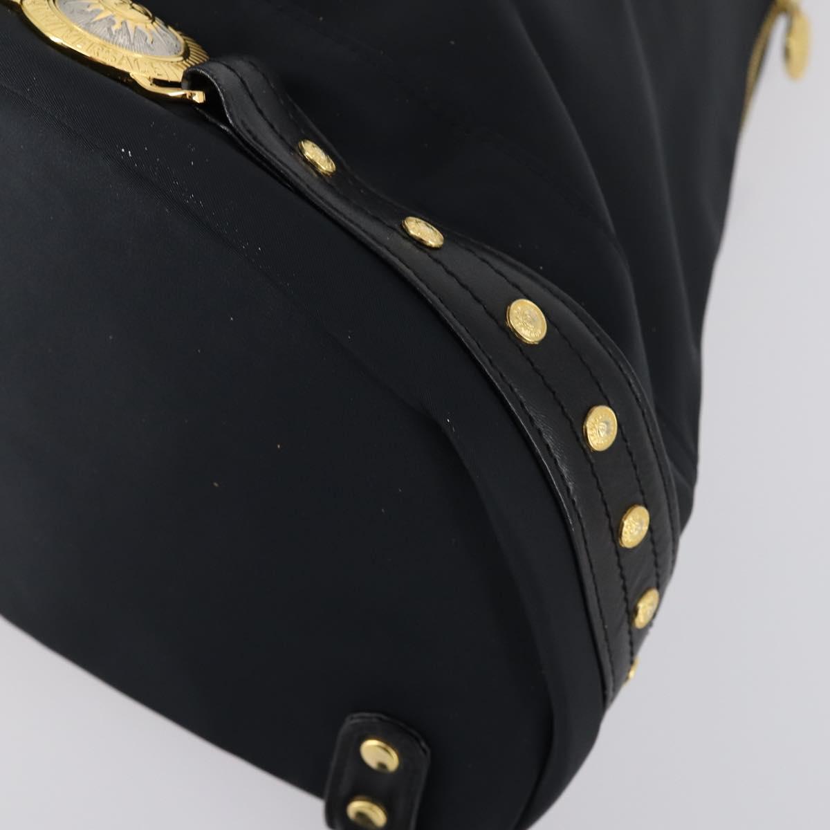 VERSACE Backpack Nylon Black Gold Auth 149669