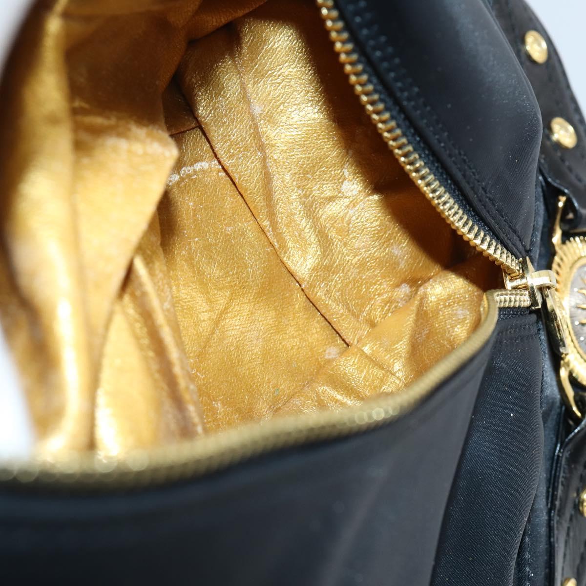 VERSACE Backpack Nylon Black Gold Auth 149669