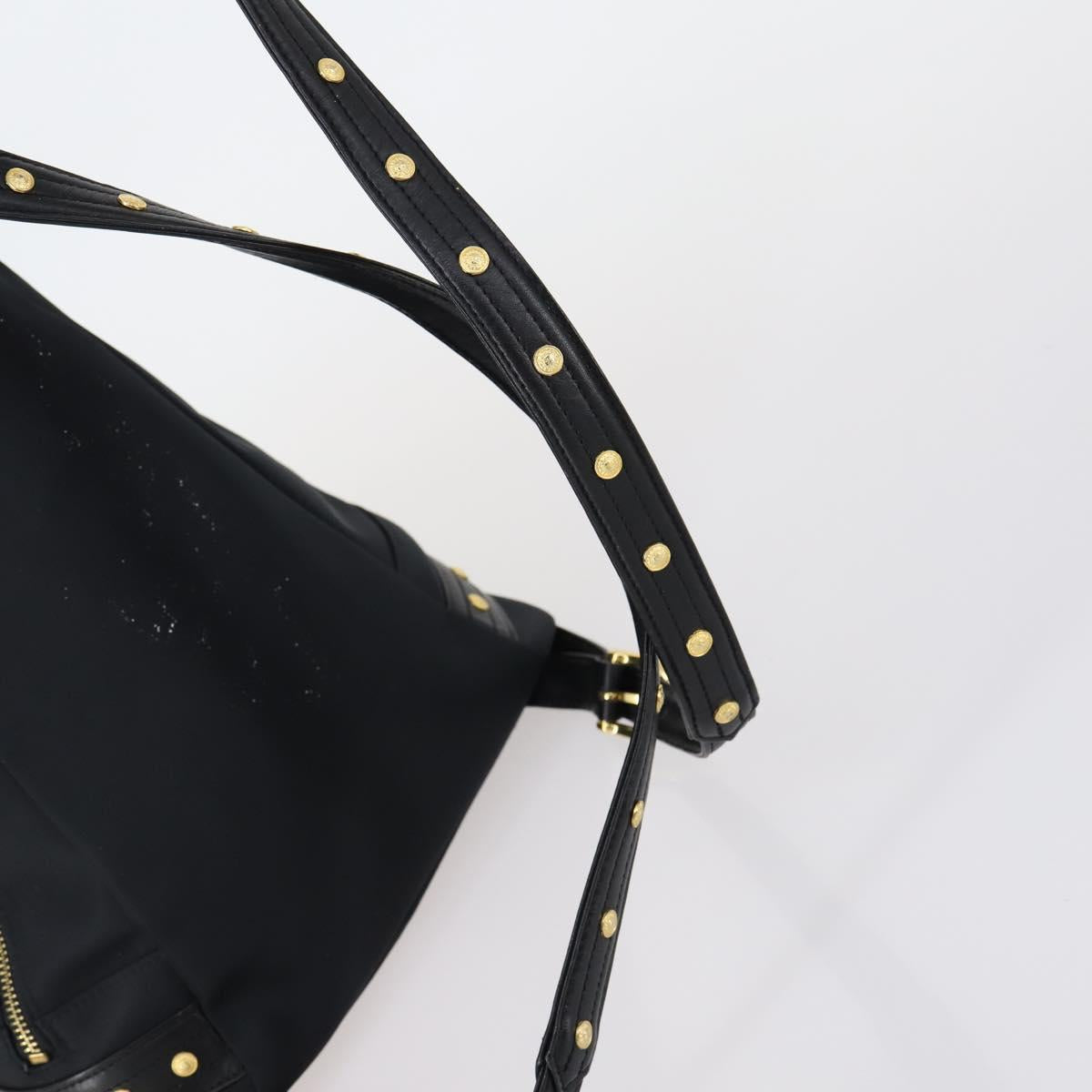 VERSACE Backpack Nylon Black Gold Auth 149669