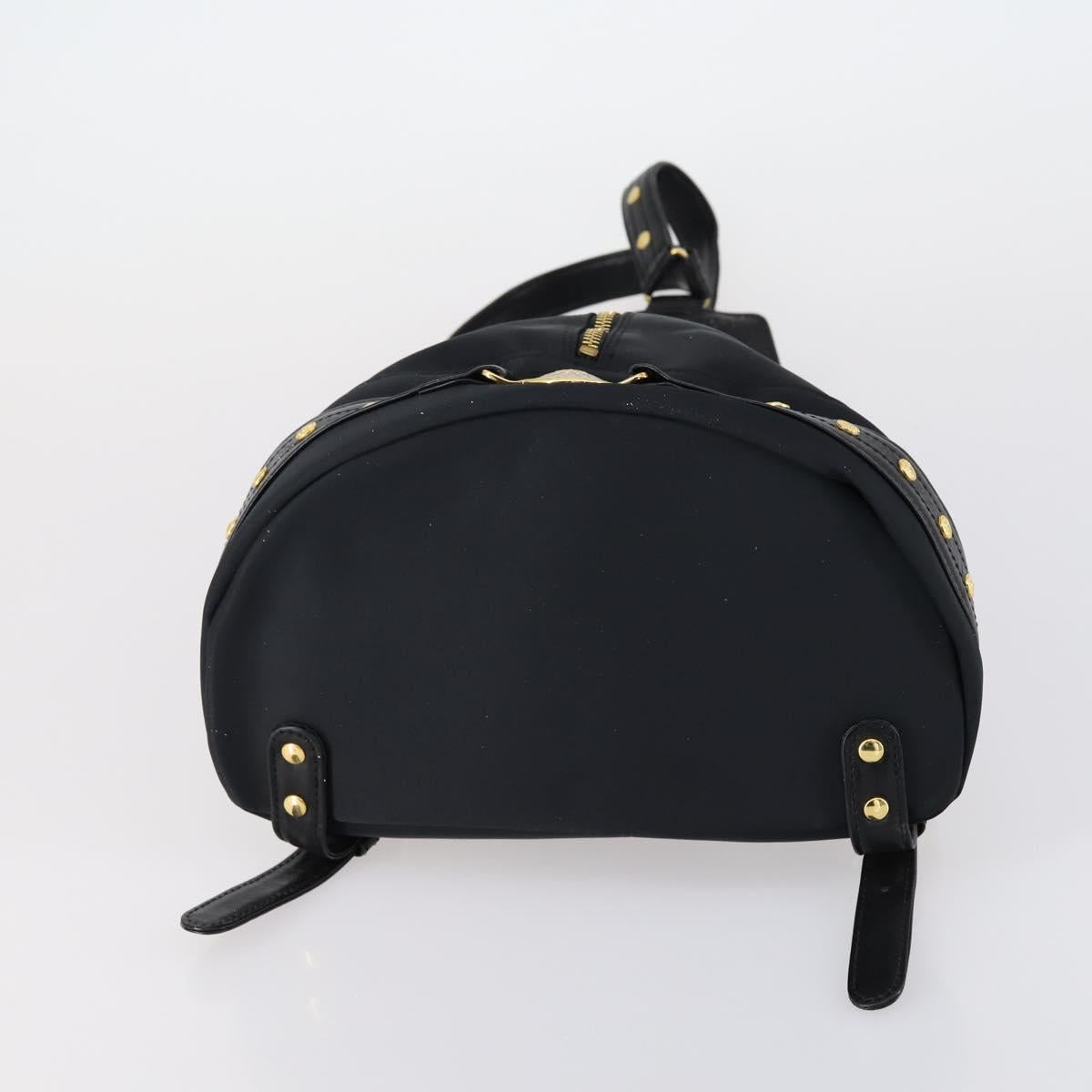 VERSACE Backpack Nylon Black Gold Auth 149669