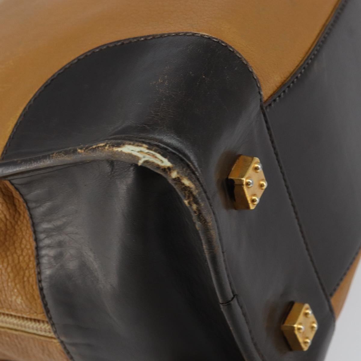 LOEWE Anagram Amazona 32 Hand Bag Leather Brown Gold Auth 149670