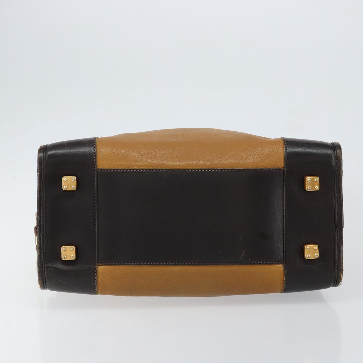 LOEWE Anagram Amazona 32 Hand Bag Leather Brown Gold Auth 149670