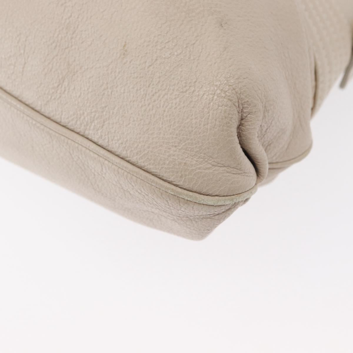 Salvatore Ferragamo Gancini Shoulder Bag Leather Silver White Auth 149671