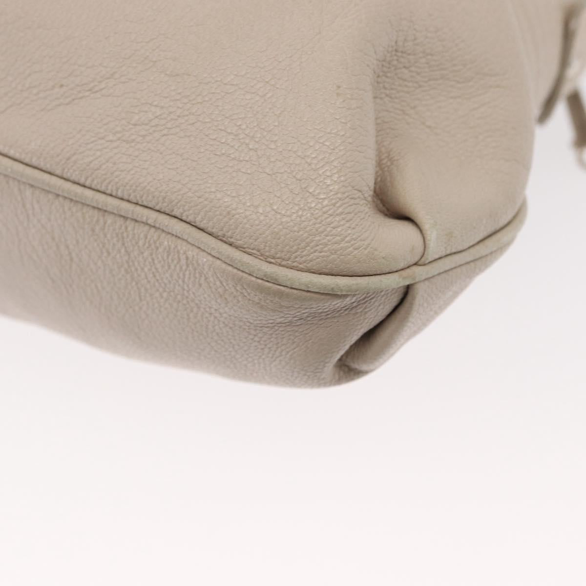 Salvatore Ferragamo Gancini Shoulder Bag Leather Silver White Auth 149671