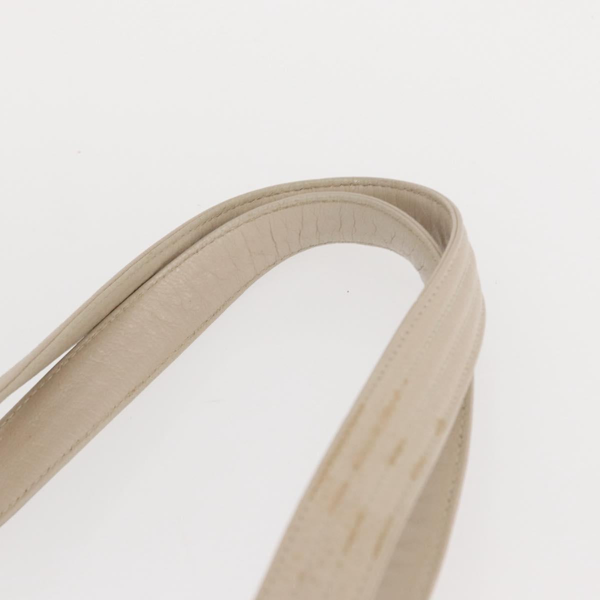 Salvatore Ferragamo Gancini Shoulder Bag Leather Silver White Auth 149671