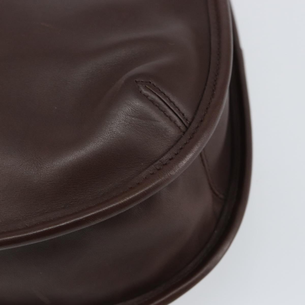 Coach Shoulder Bag Leather Dark Brown Auth 149672