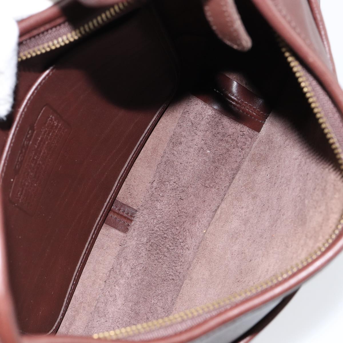 Coach Shoulder Bag Leather Dark Brown Auth 149672