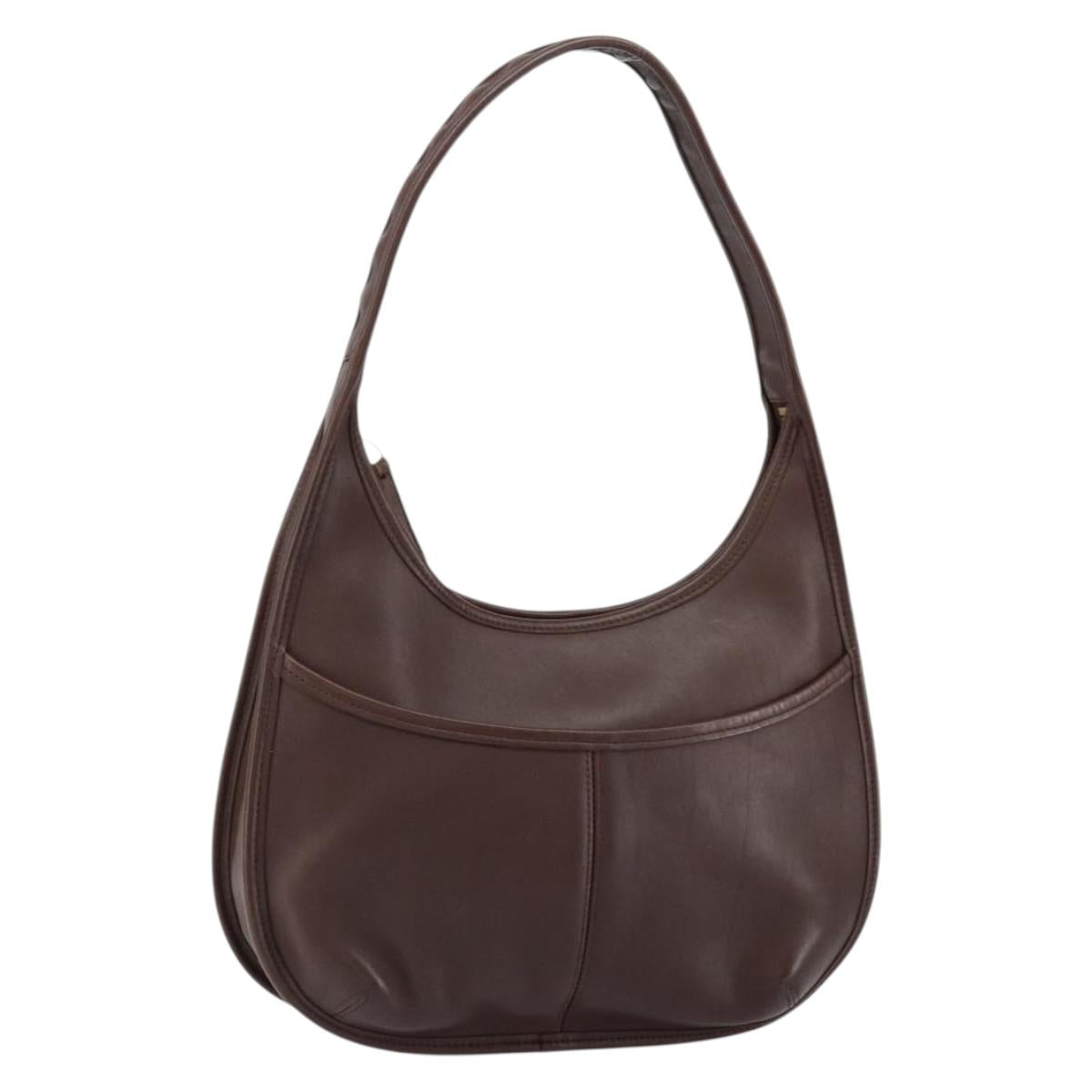 Coach Shoulder Bag Leather Dark Brown Auth 149672