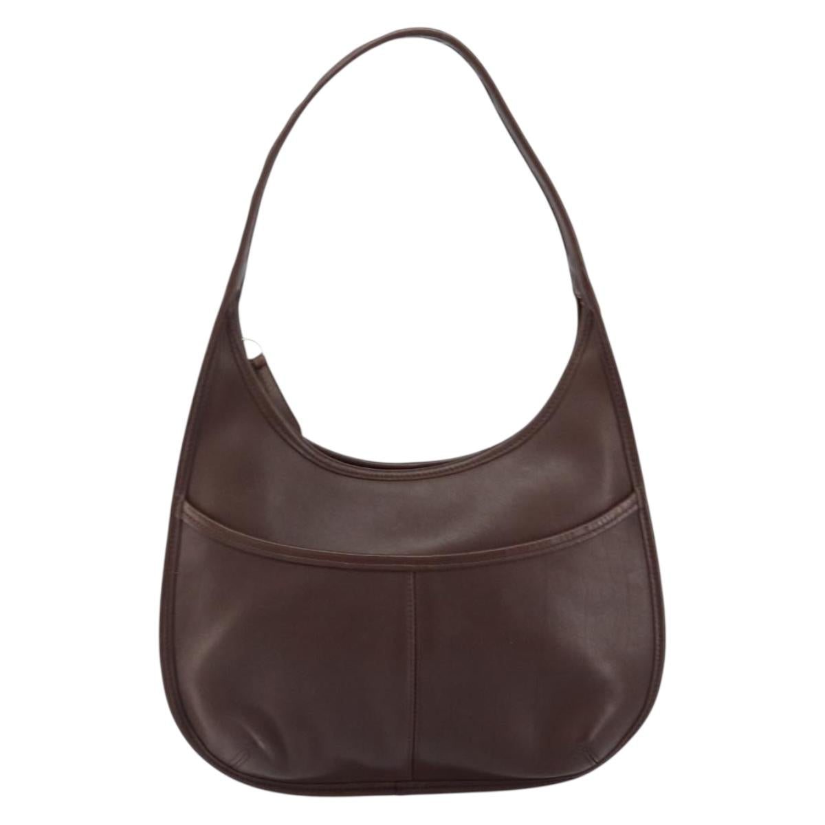 Coach Shoulder Bag Leather Dark Brown Auth 149672