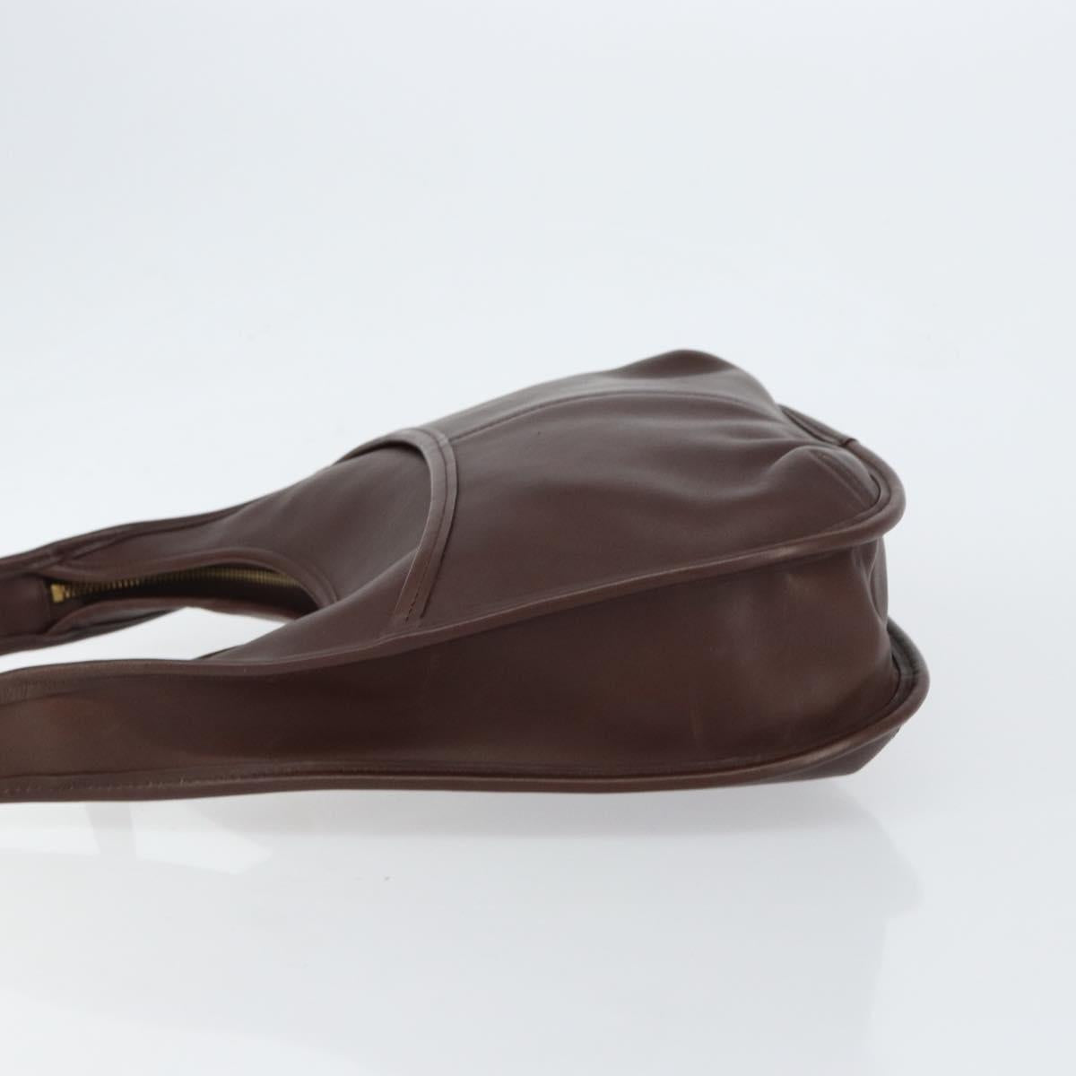 Coach Shoulder Bag Leather Dark Brown Auth 149672