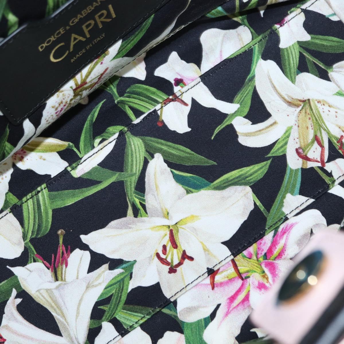 DOLCE&GABBANA CAPRI Hand Bag Canvas 2way Pink Gold Auth 149678