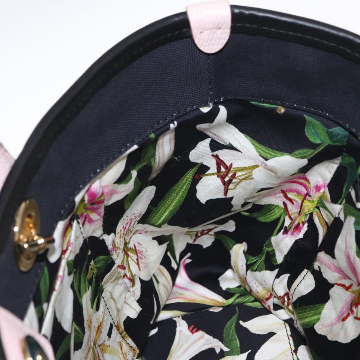 DOLCE&GABBANA CAPRI Hand Bag Canvas 2way Pink Gold Auth 149678