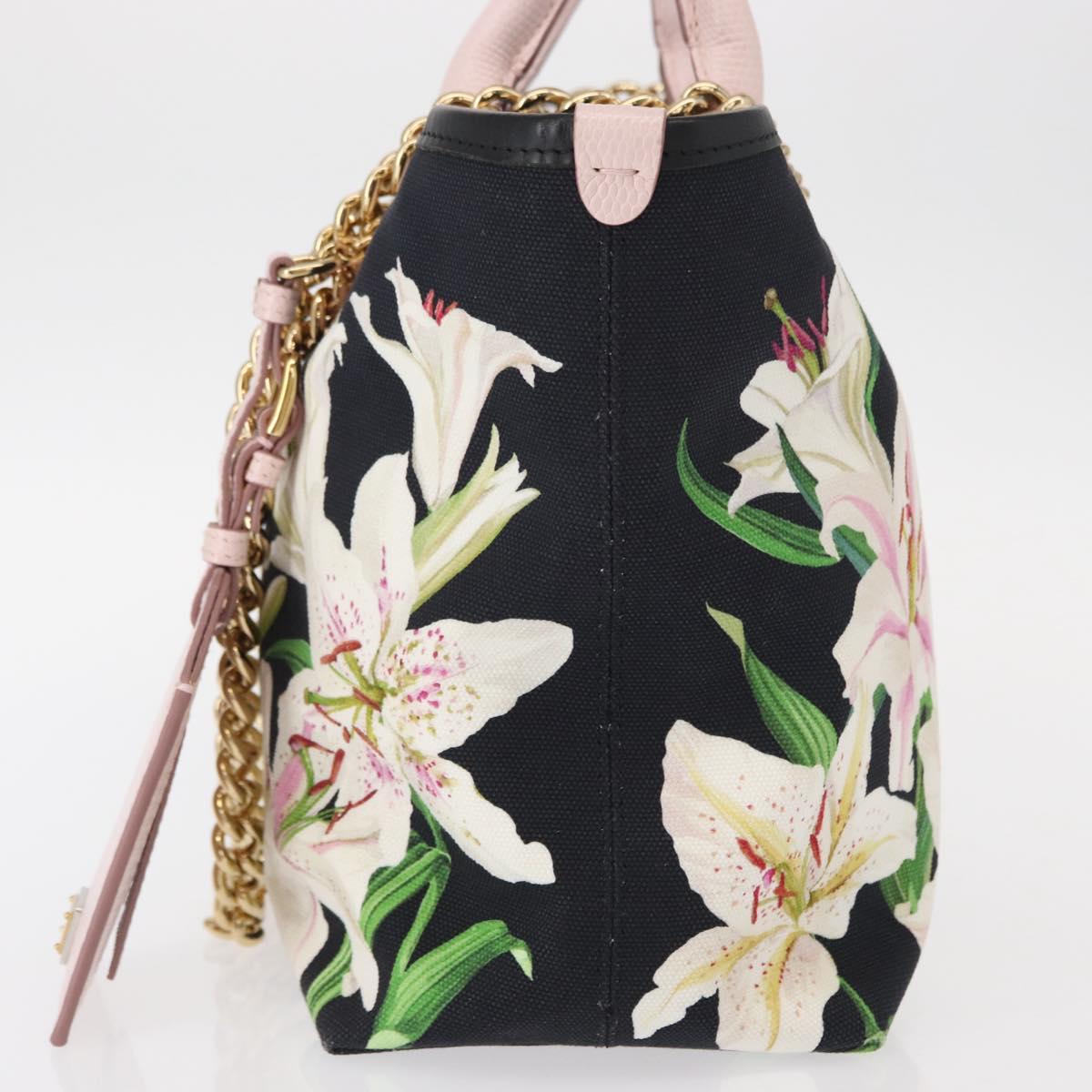 DOLCE&GABBANA CAPRI Hand Bag Canvas 2way Pink Gold Auth 149678