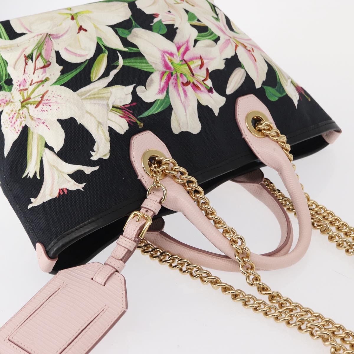 DOLCE&GABBANA CAPRI Hand Bag Canvas 2way Pink Gold Auth 149678