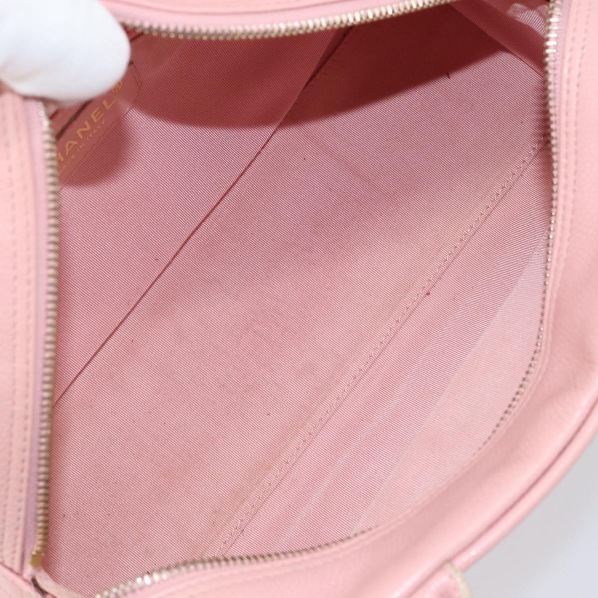 CHANEL Matelasse COCO Mark Hand Bag Caviar Skin Pink Gold CC Auth 149681
