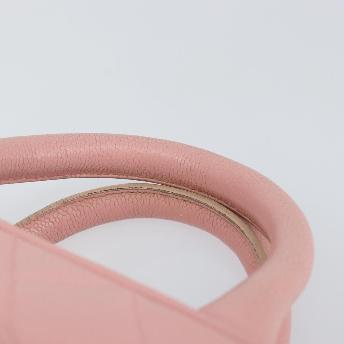 CHANEL Matelasse COCO Mark Hand Bag Caviar Skin Pink Gold CC Auth 149681