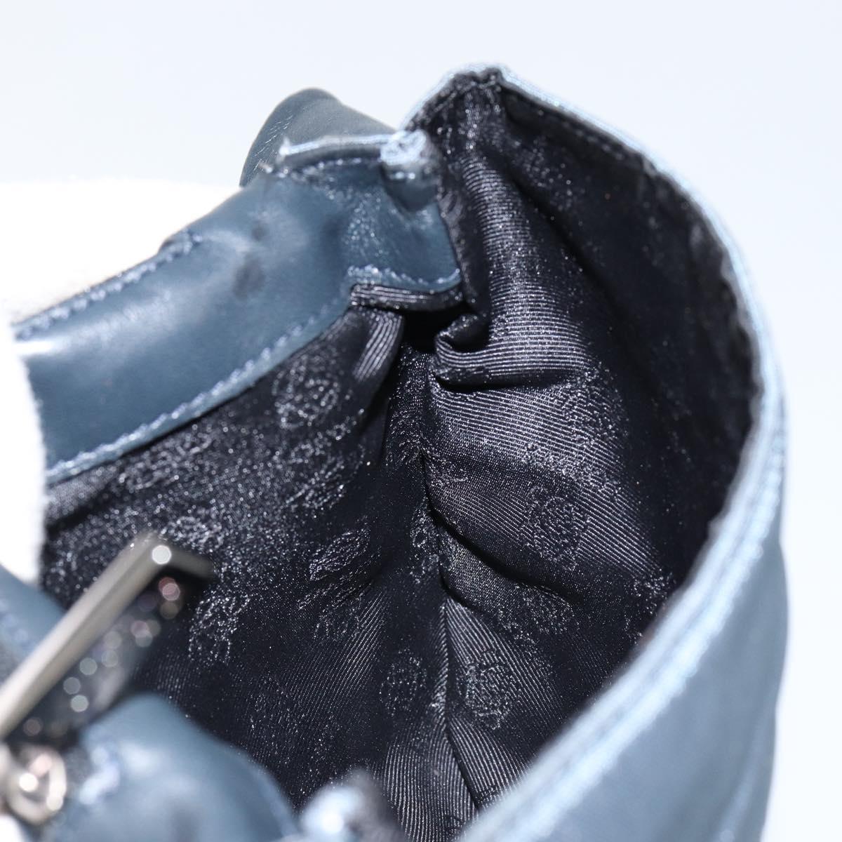 LOEWE Waist Bag Leather Navy Silver Auth 149698