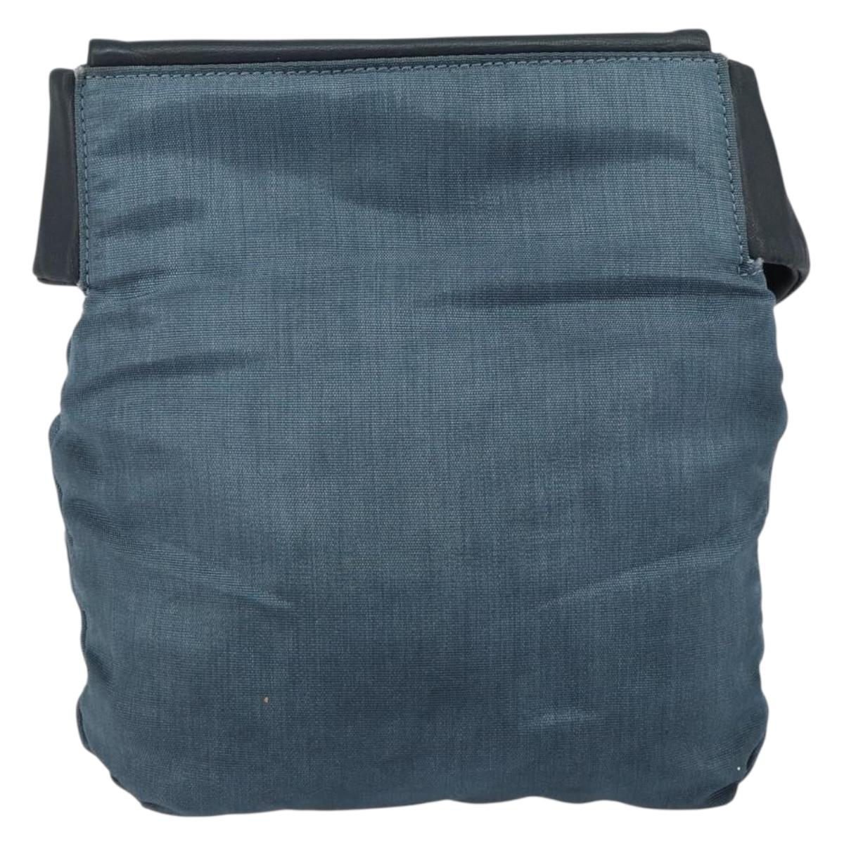 LOEWE Waist Bag Leather Navy Silver Auth 149698