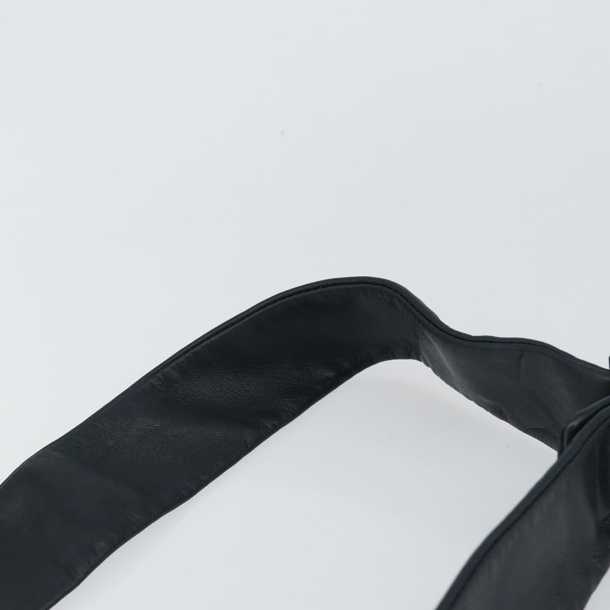 LOEWE Waist Bag Leather Navy Silver Auth 149698