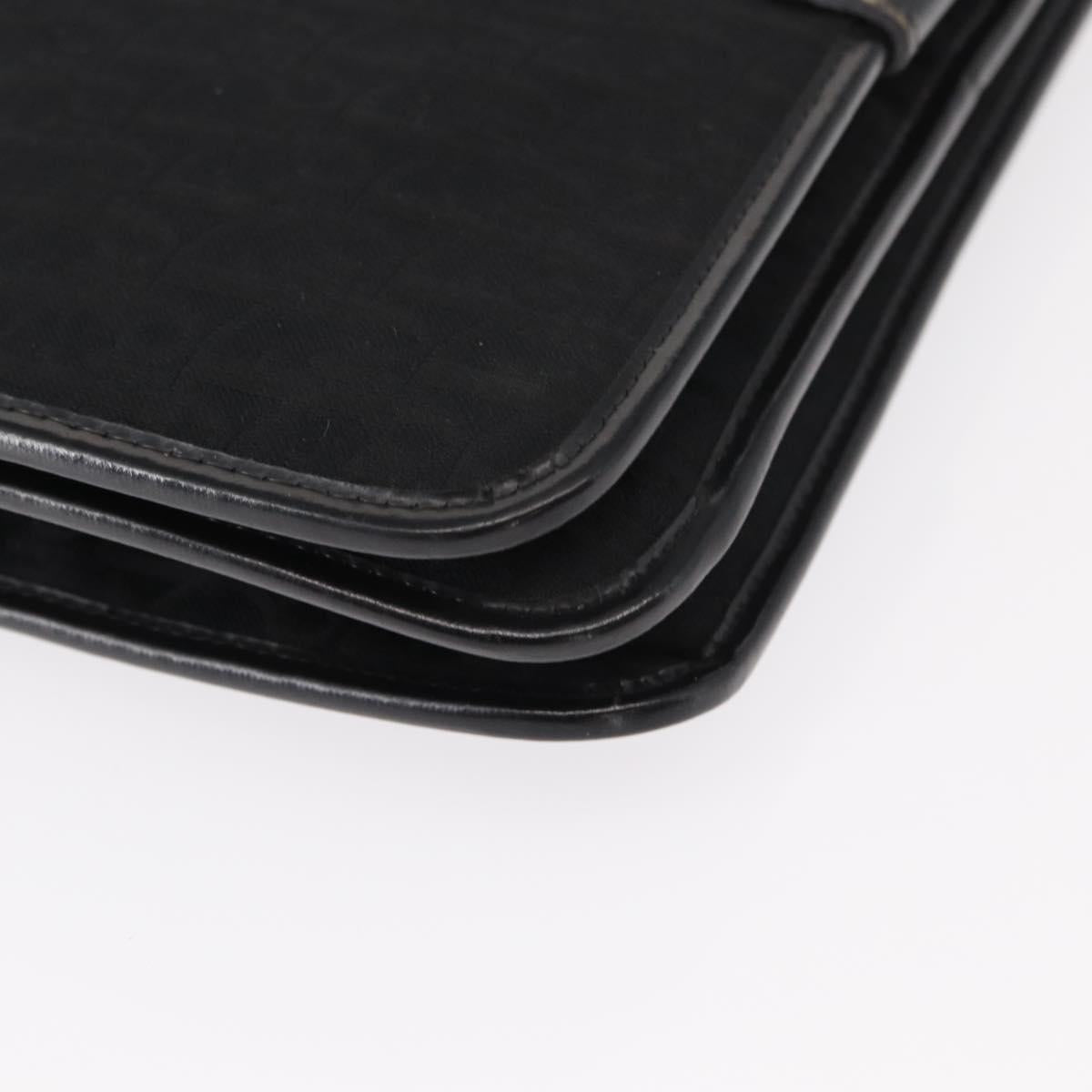 Christian Dior Trotter Canvas Shoulder Bag Black Gold Auth 149701