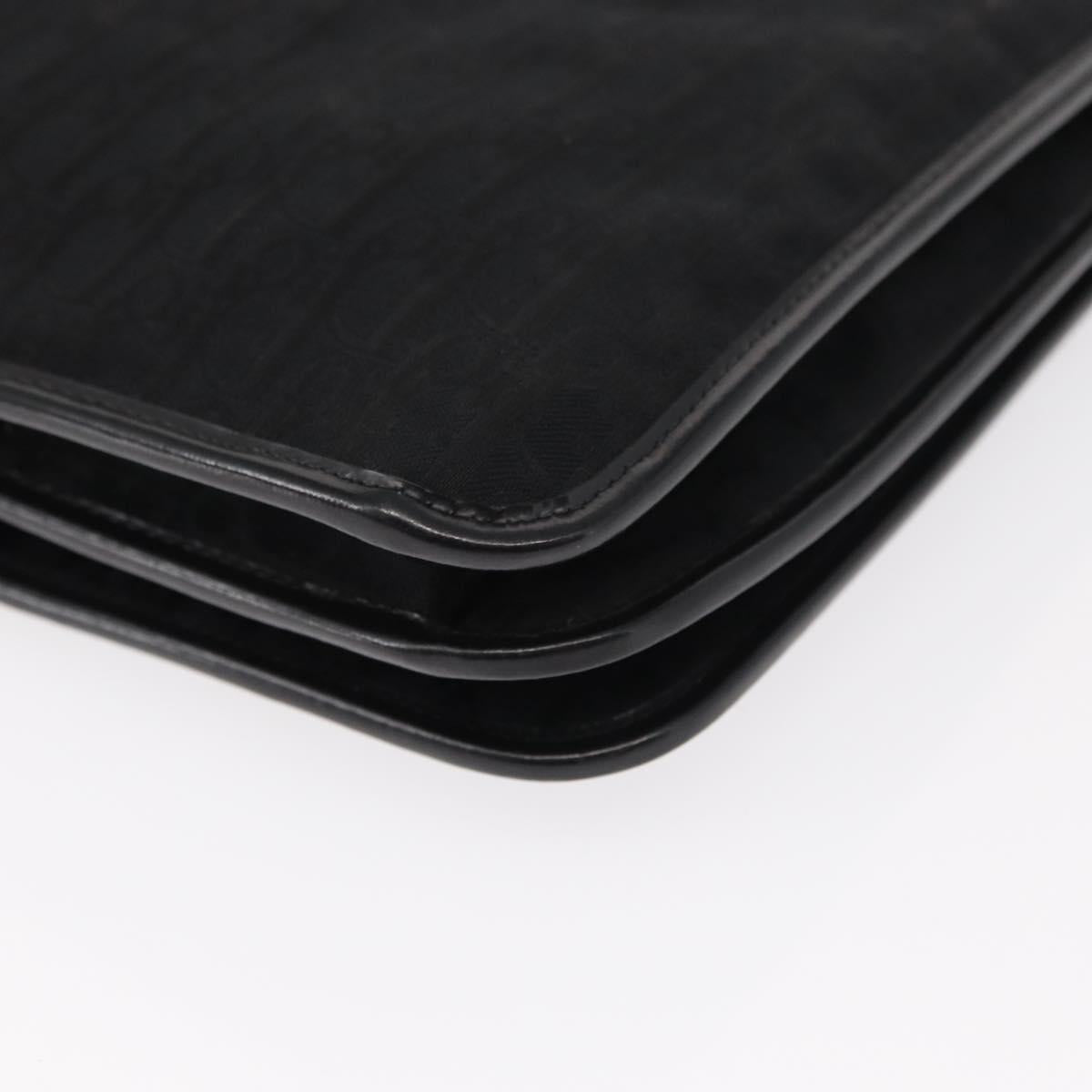 Christian Dior Trotter Canvas Shoulder Bag Black Gold Auth 149701