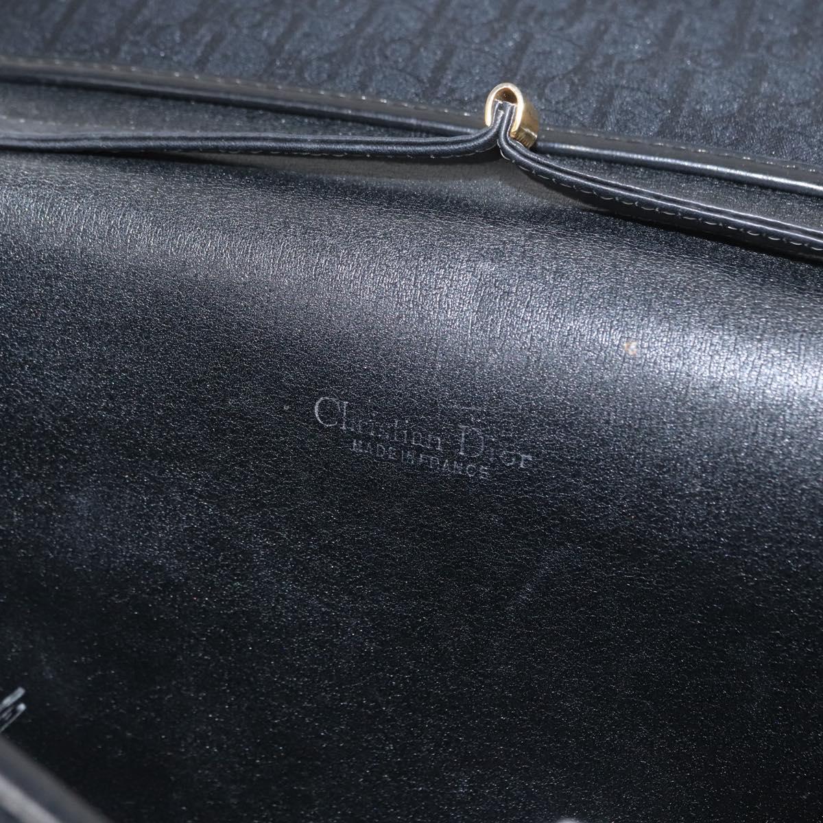 Christian Dior Trotter Canvas Shoulder Bag Black Gold Auth 149701