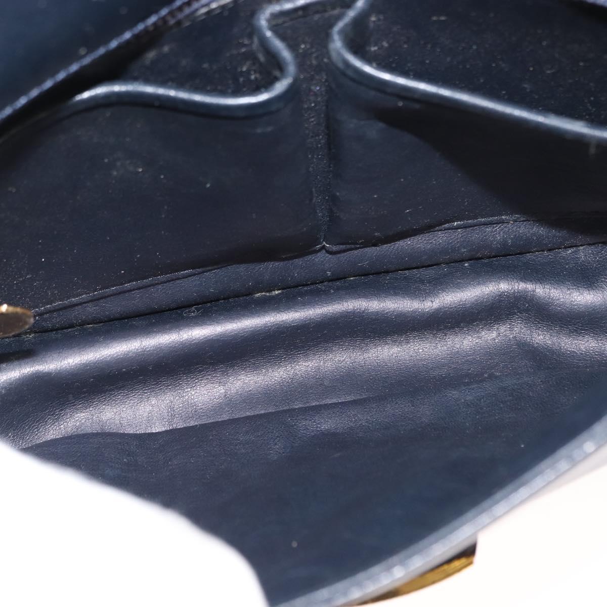 CELINE Shoulder Bag Leather Vintage Navy Gold Auth 149702