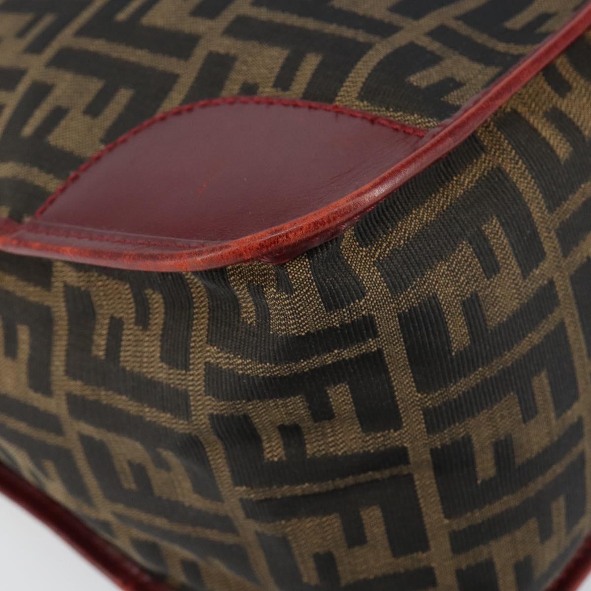 FENDI Zucca Canvas Hand Bag Black Brown Auth 149704