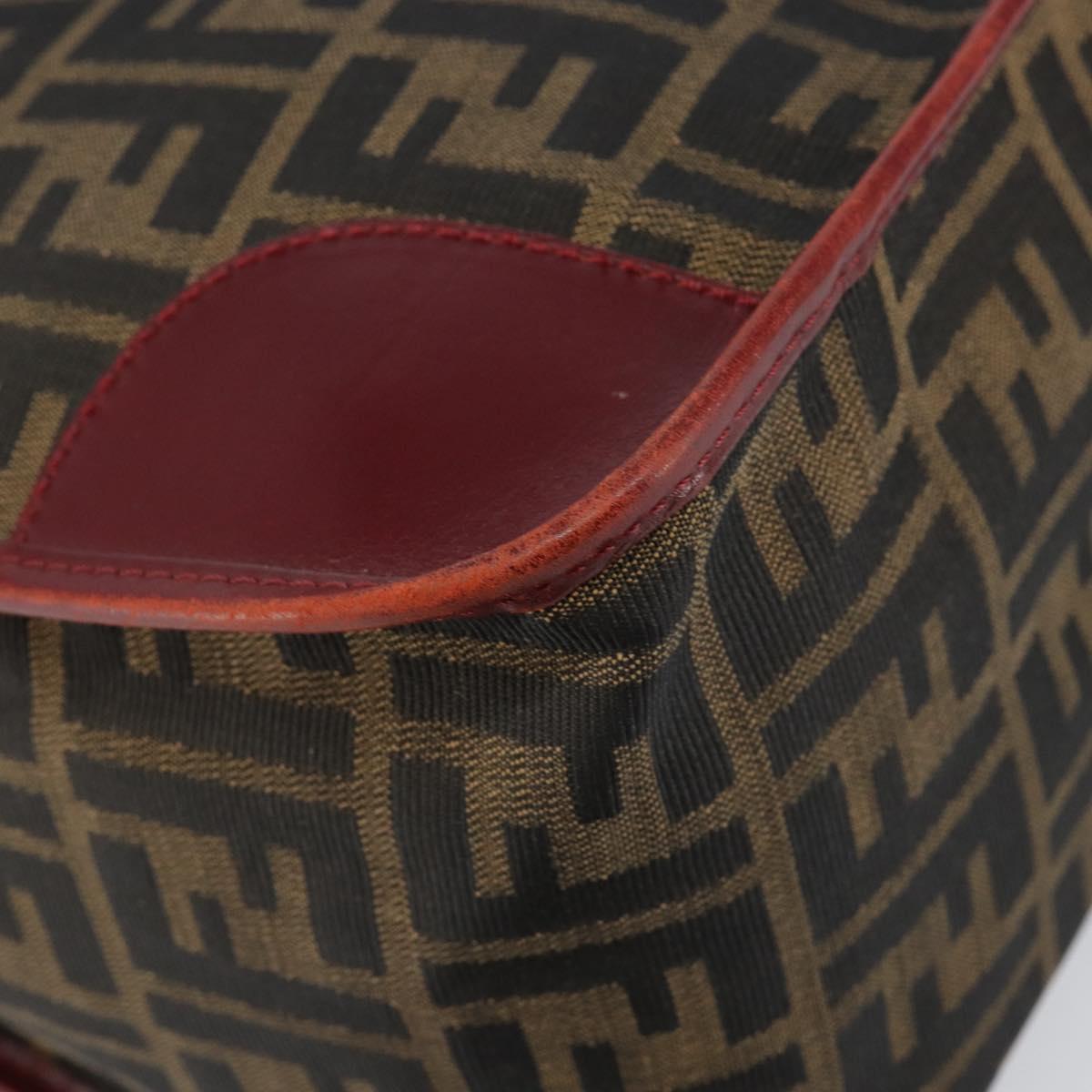 FENDI Zucca Canvas Hand Bag Black Brown Auth 149704