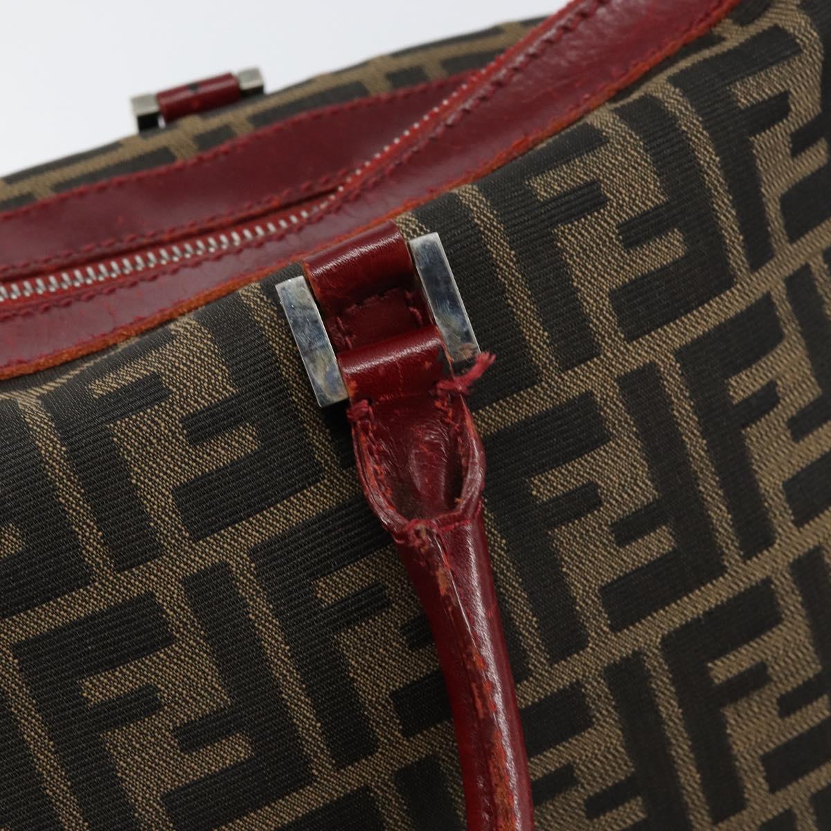 FENDI Zucca Canvas Hand Bag Black Brown Auth 149704