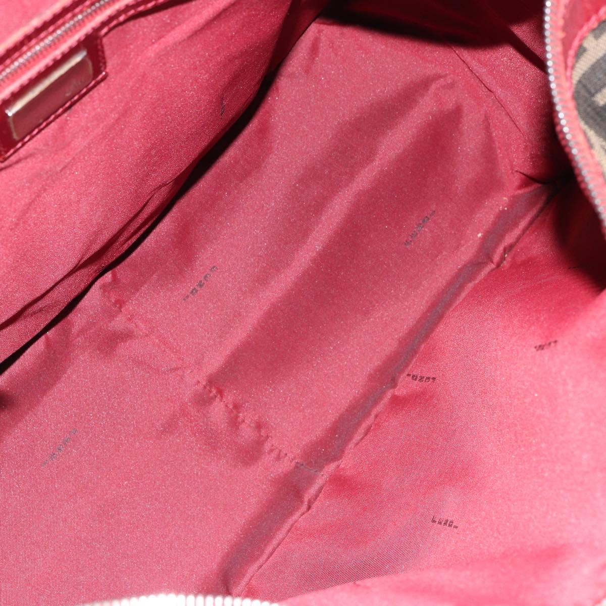 FENDI Zucca Canvas Hand Bag Black Brown Auth 149704