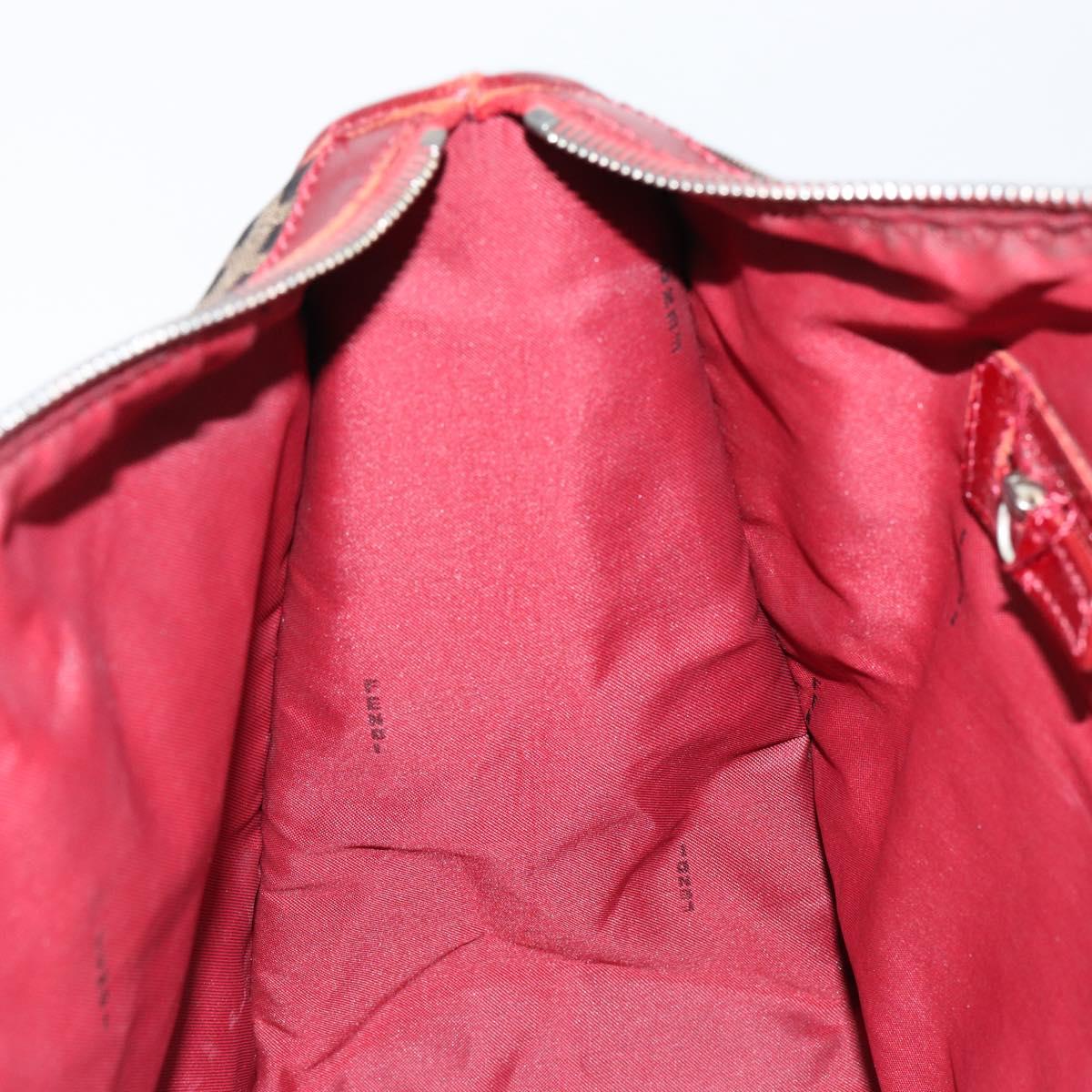 FENDI Zucca Canvas Hand Bag Black Brown Auth 149704