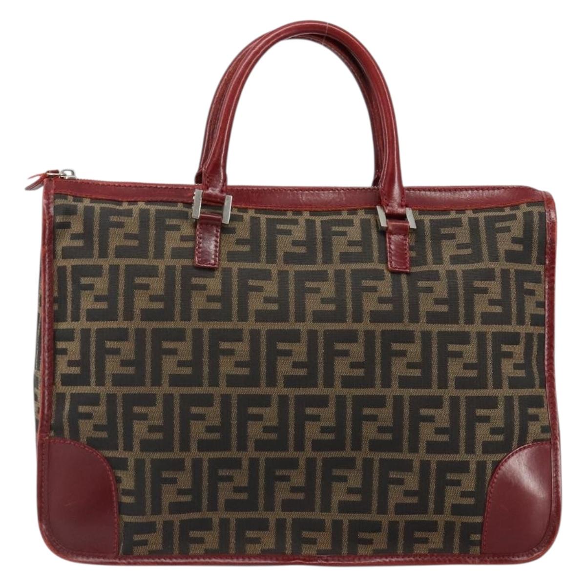 FENDI Zucca Canvas Hand Bag Black Brown Auth 149704