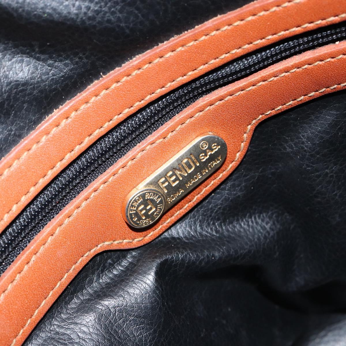 FENDI Zucca Canvas Hand Bag PVC Vintage Black Brown gold Auth 149705